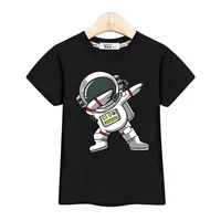 2024 New Children Summer Tops Astronaut Cartoon T-shirt Baby Boys Short Sleeves Shirt 3-14T US Size Clothing 1