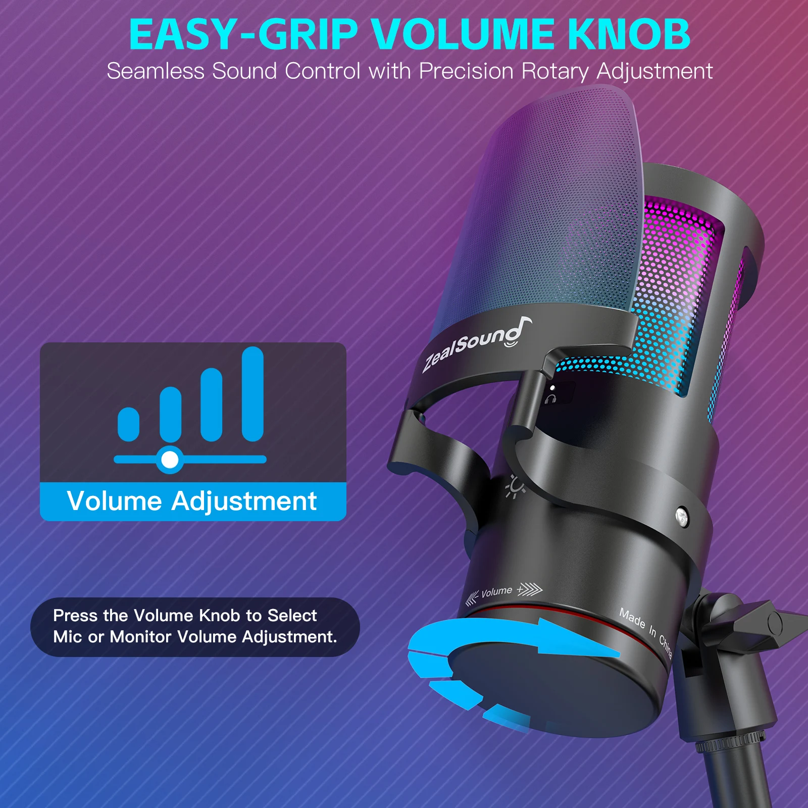 ZealSound KM8S USB Gaming Microphone, Plug & Play for Streaming Podcast Recording, CompatiblePS4/5 PC 안드로이드 iPhone