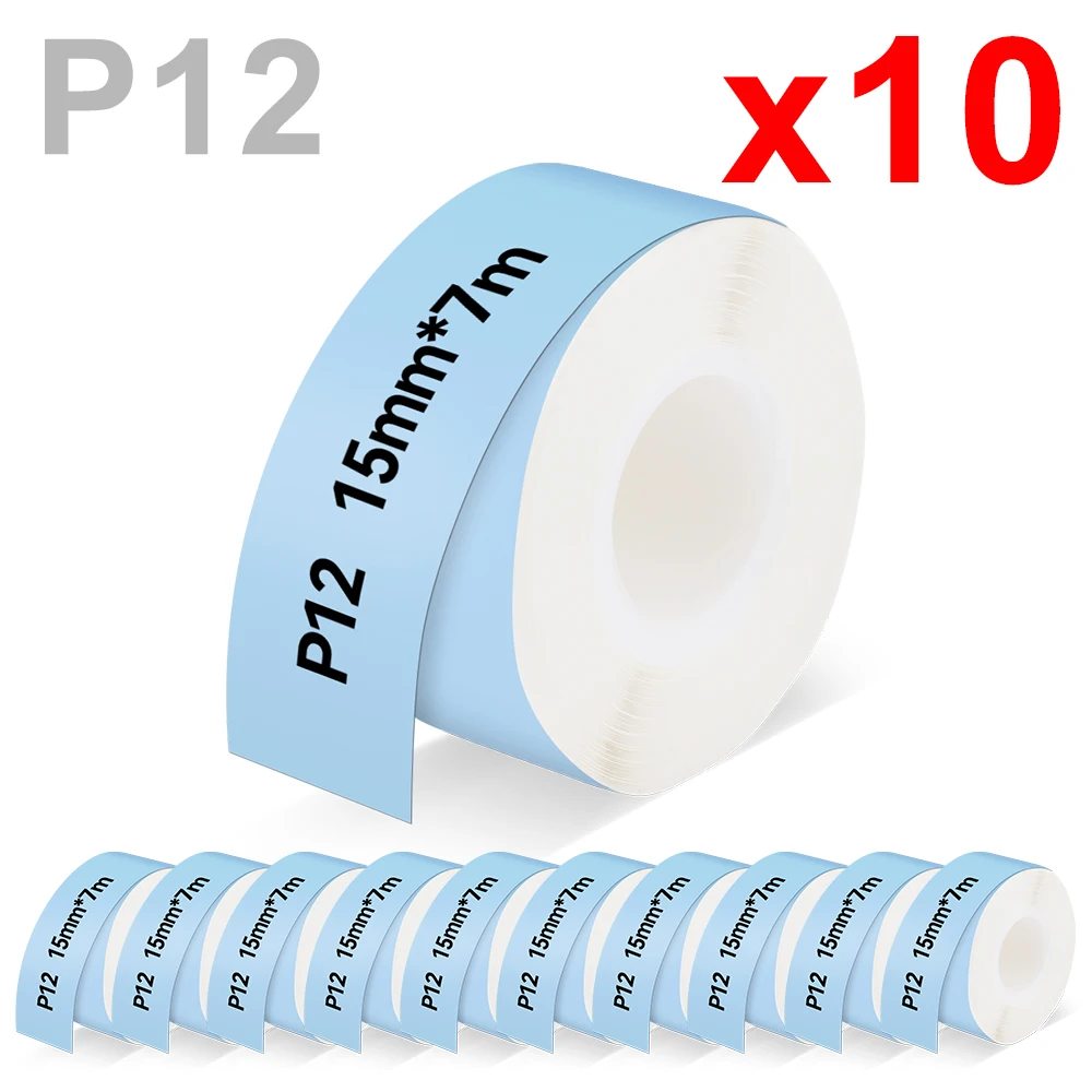 

10Rolls P12 Self-adhesive Label Printer Paper Sticker Suit for P12 Marklife P12 Mini Thermal Label Printer DIY P12 Label Tape