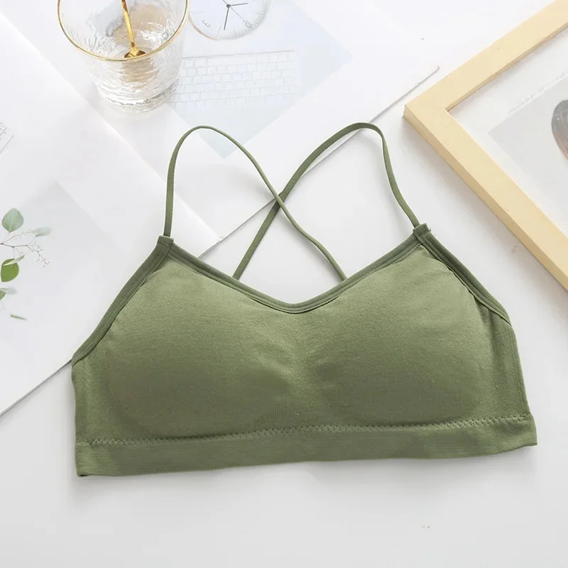 Sexy Cross Back Strap Bra Comfortable Breathable Trendy Topless Wrap Chest Girl's Comfortable Bra Cross Back Strap Design