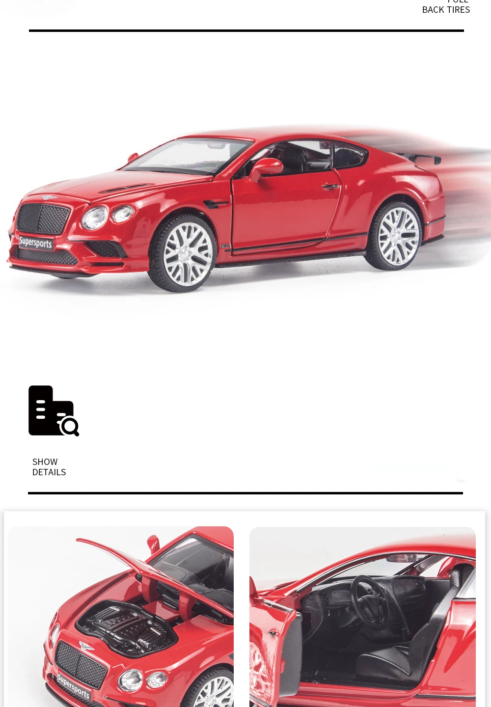 Bentley Continental Supersports 1:32 Ölçekli Model Araba