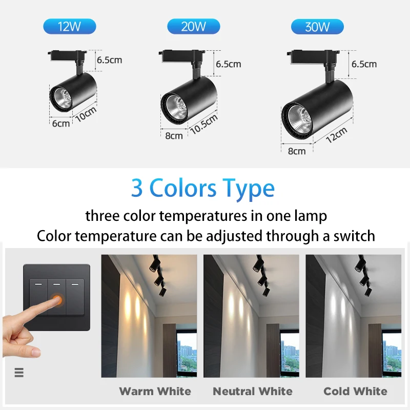 Spot Led Track Light 220V Ceiling Light COB Spotlight Rail Lamp Fixture for Living Room Clothing Store Full Set Track Lighting 4