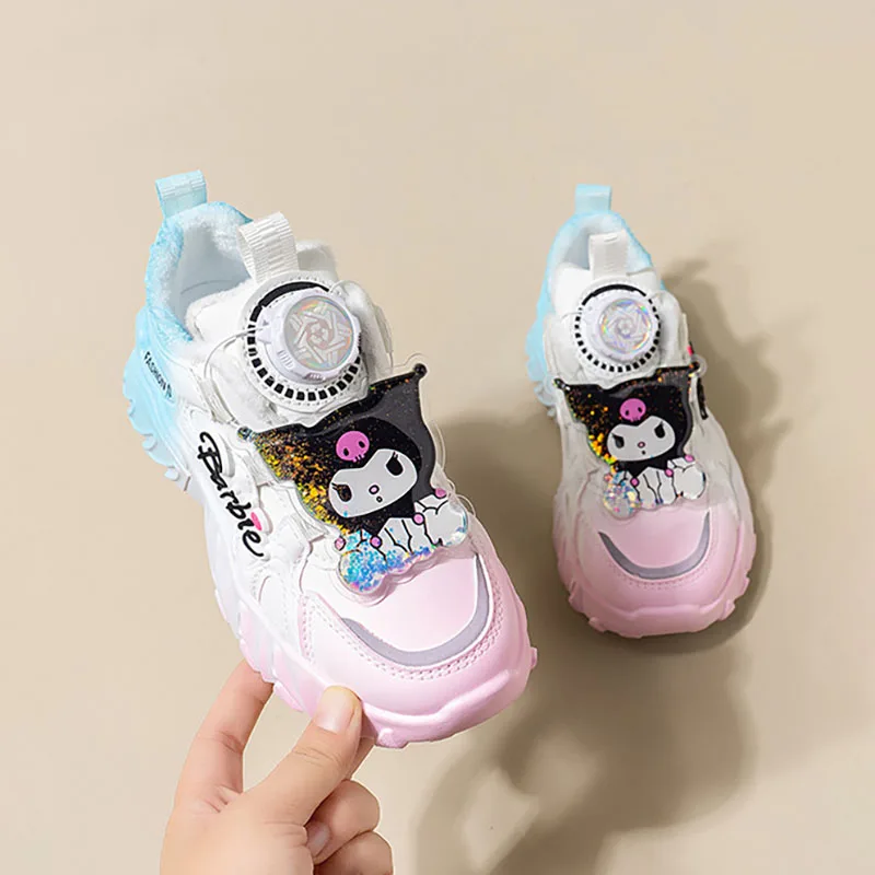

Kawaii Sanrio Anime Plush Sneakers Cute Kuromi Cartoon Keep Warm Lightweight and Comfortable Soft Sole Casual Shoe Gift for Kids