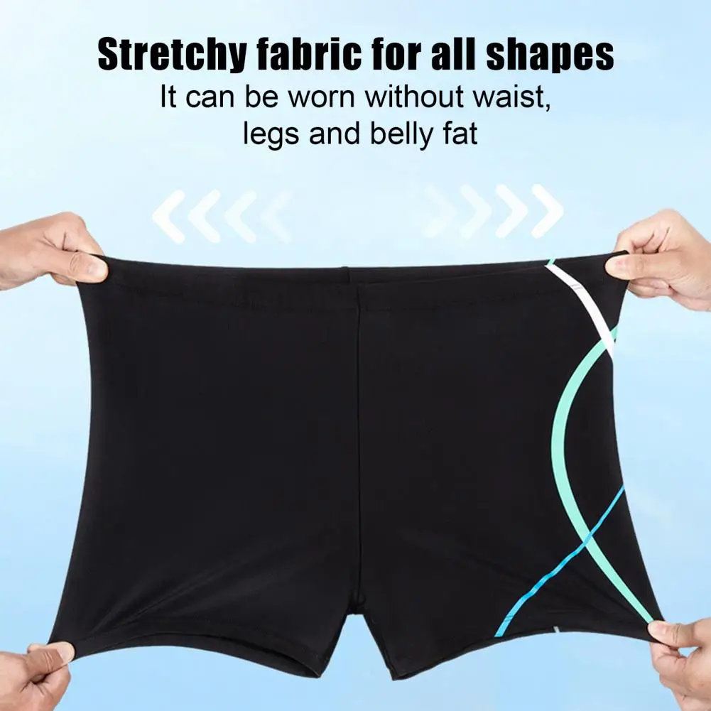 Men Swimming Shorts Elastic Waist Sports Wading Pants Soft Quick Dry Slim Fit Mid Waist Bathing Boxers Surfing Swimming Trunks