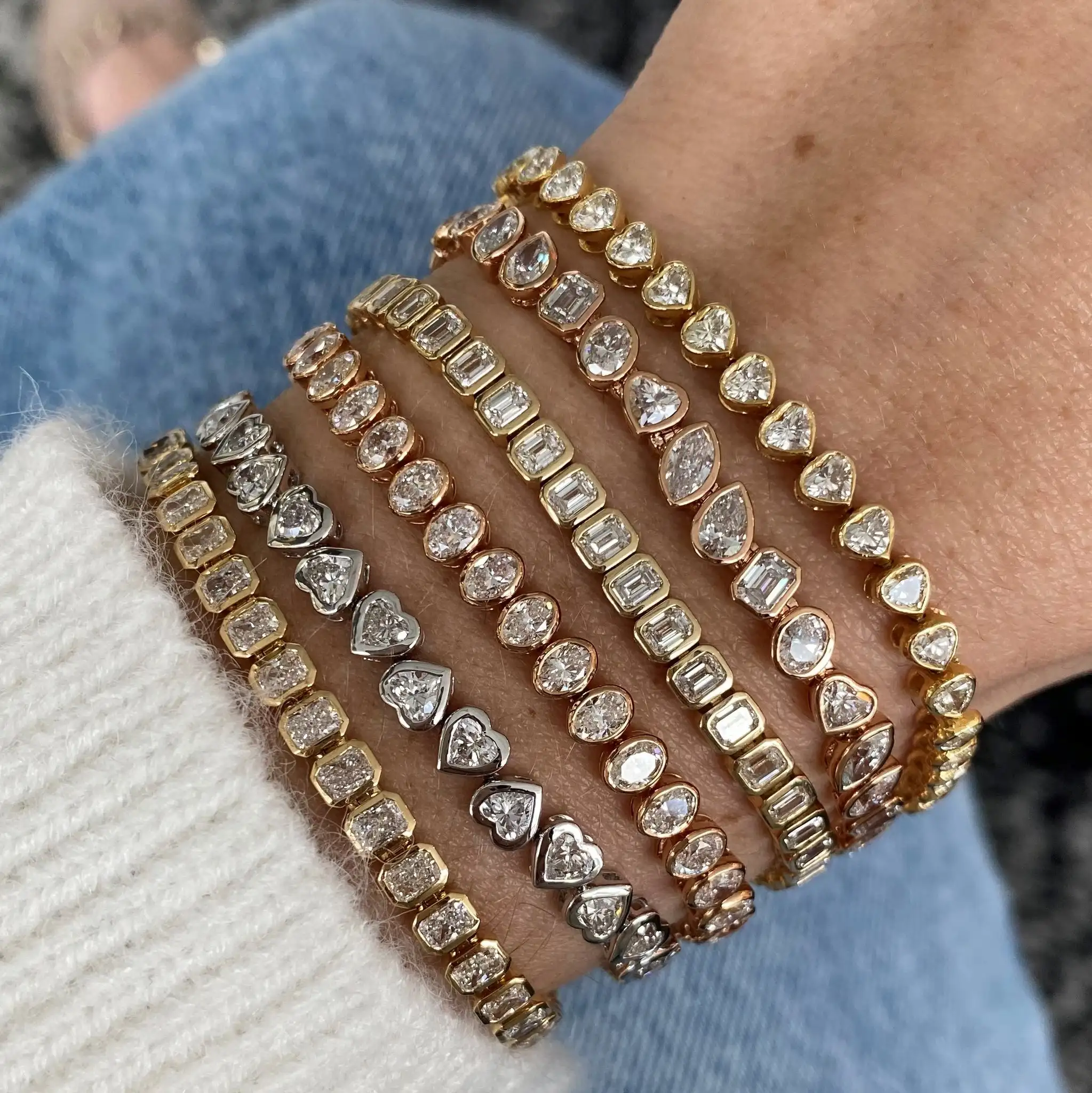 Buy Stunning Distance Tennis Bracelet Round Cut Moissanite in Online in  India - Etsy | Gold bracelet for women, Gold bracelet for girl, Gold bracelet  simple