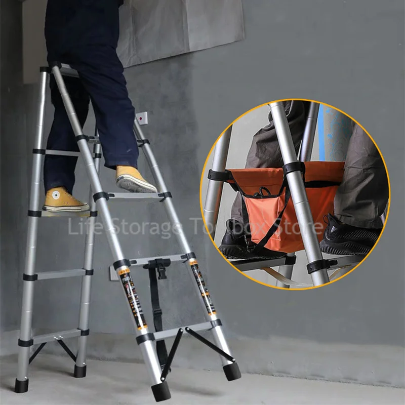 Folding ladder 1.4 + 1.4M Herringbone Ladder Telescopic Ladders Thickened Stairs Folding Ladder for Home portable hidden ladder