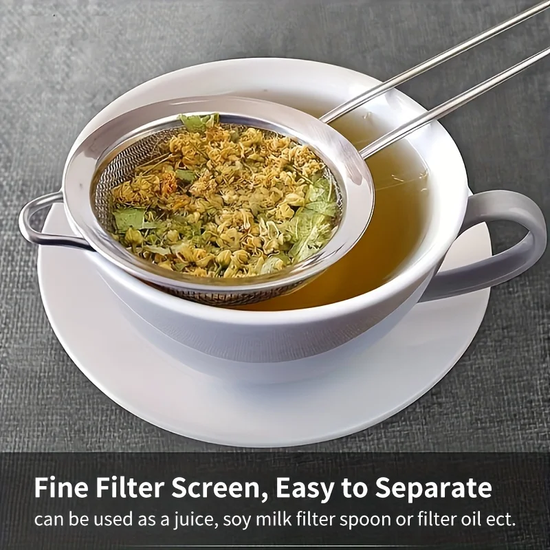 3pcs Fine Mesh Strainers Set Stainless Steel Multipurpose Flour Sieve  Sifter With Handle Perfect For tea Flour Egg Kitchen Tool 6