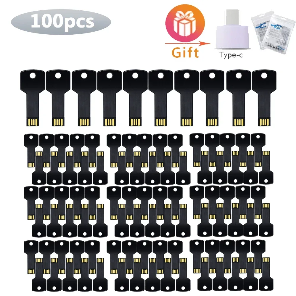 커스텀 브랜드 메탈 키 USB 플래시 드라이브 2.0, 방수 펜드라이브, 메모리 스틱 선물, 무료 로고, 4GB, 8GB, 16GB, 32GB, 64GB, 로트당 100 개