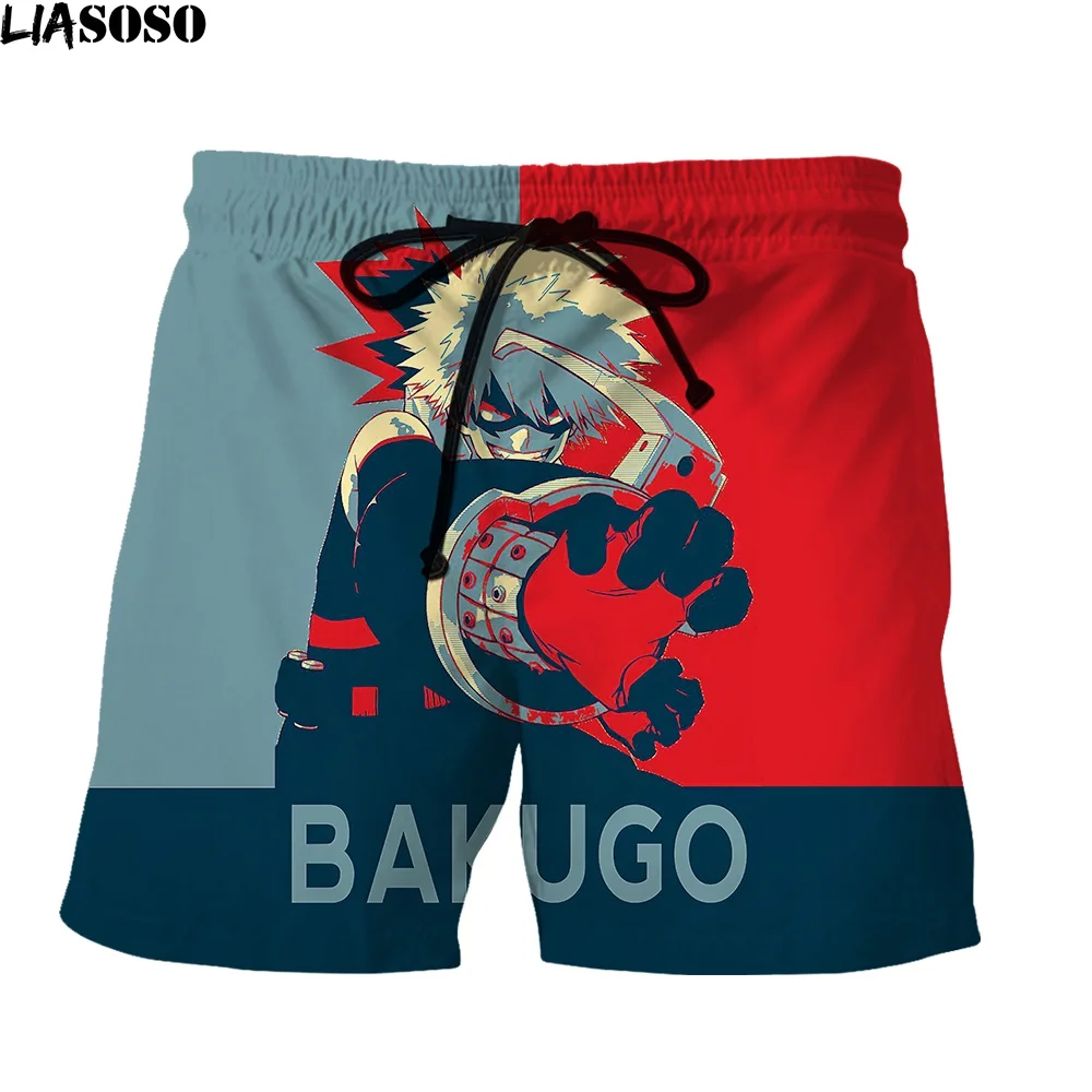 LIASOSO Creative My Hero Academia Anime Elastic Men Shorts Popularity Novelty Boutique Manga 3d Print Woman Clothing Shorts