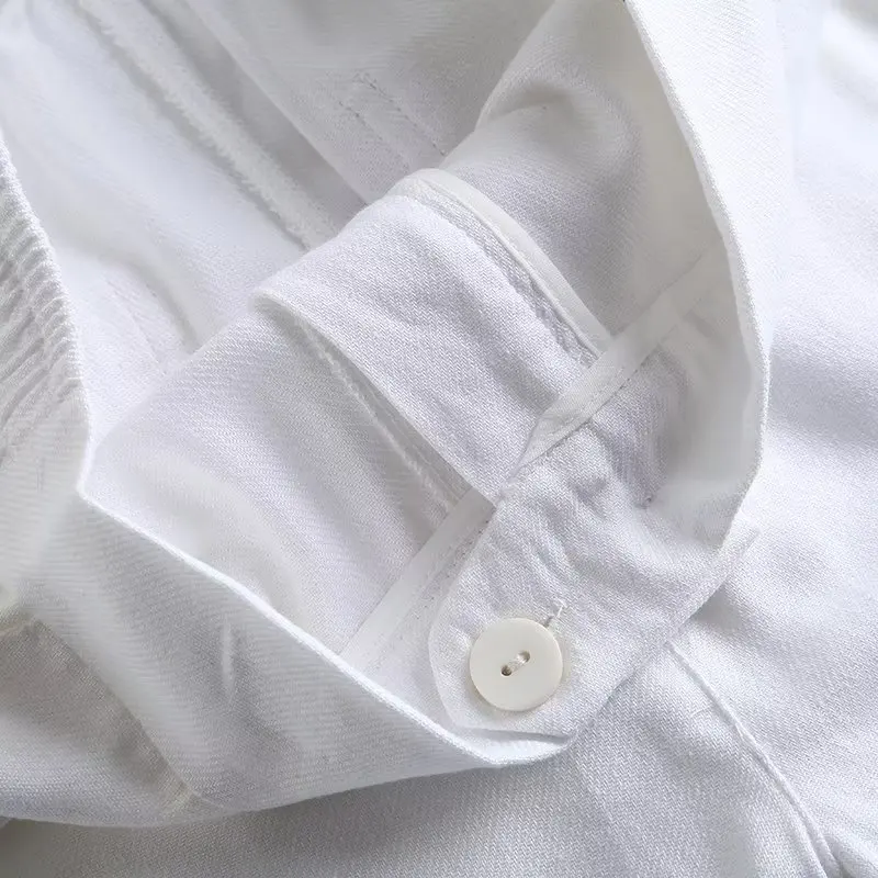 Jenny&Dave New Women's Loose Cotton Hemp Suit Pants 2023 Spring/Summer Fashion White Trousers Women