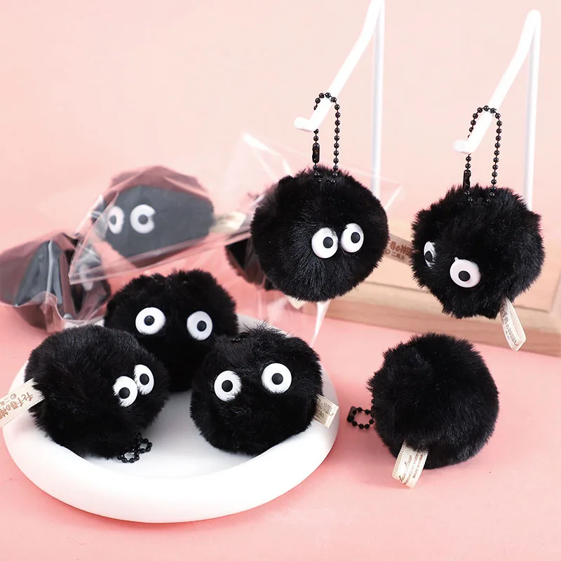 5cm 10pcs Briquette Doll Pendant Keychain Bag Accessories Cute Plush Black Coal Ball Cartoon Toy Pendant Gift keychain accessories