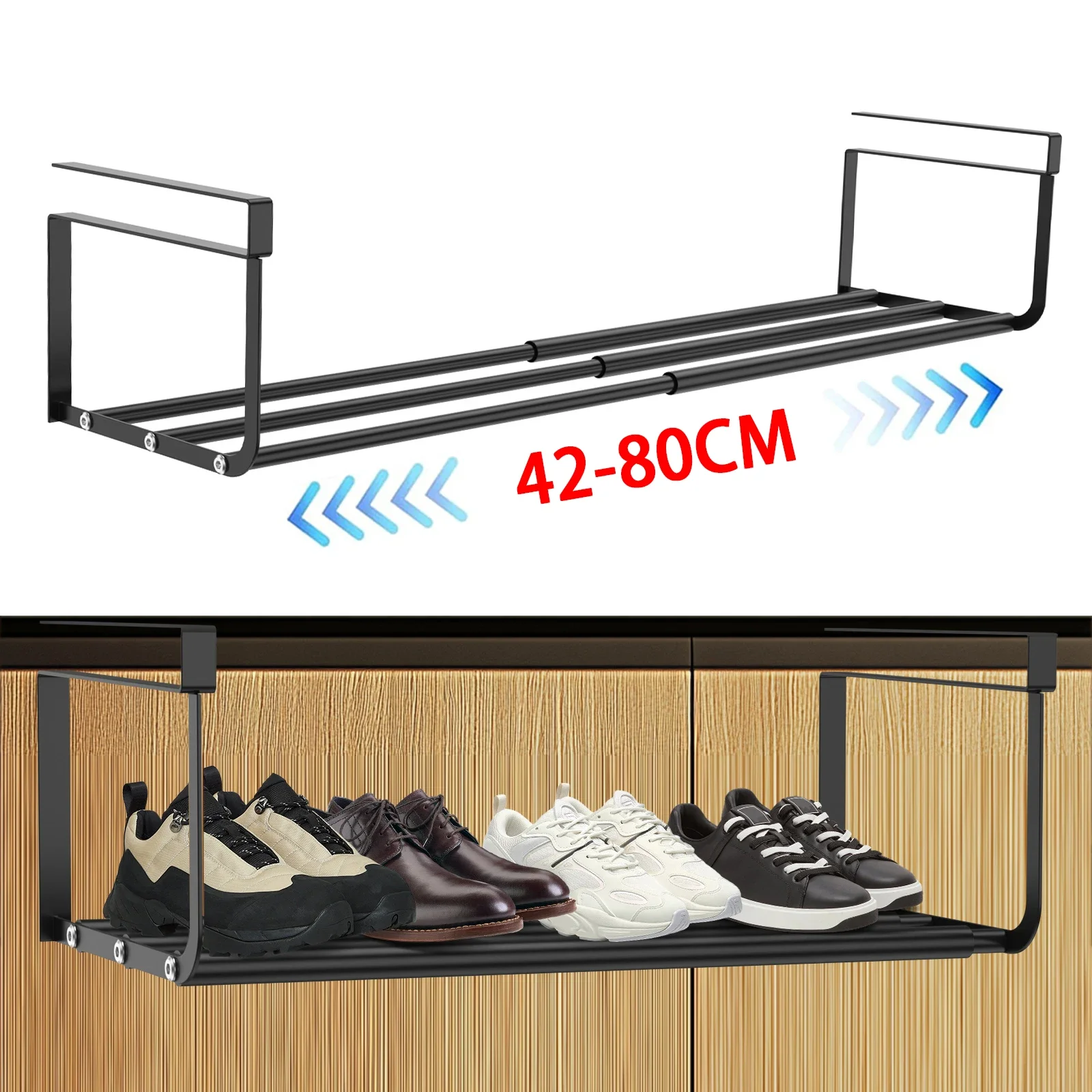 Adjustable Shoe Rack Hanging Under Cabinets Clothes Shoe Storage Shelf Expandable Household Retractable Organizer 1