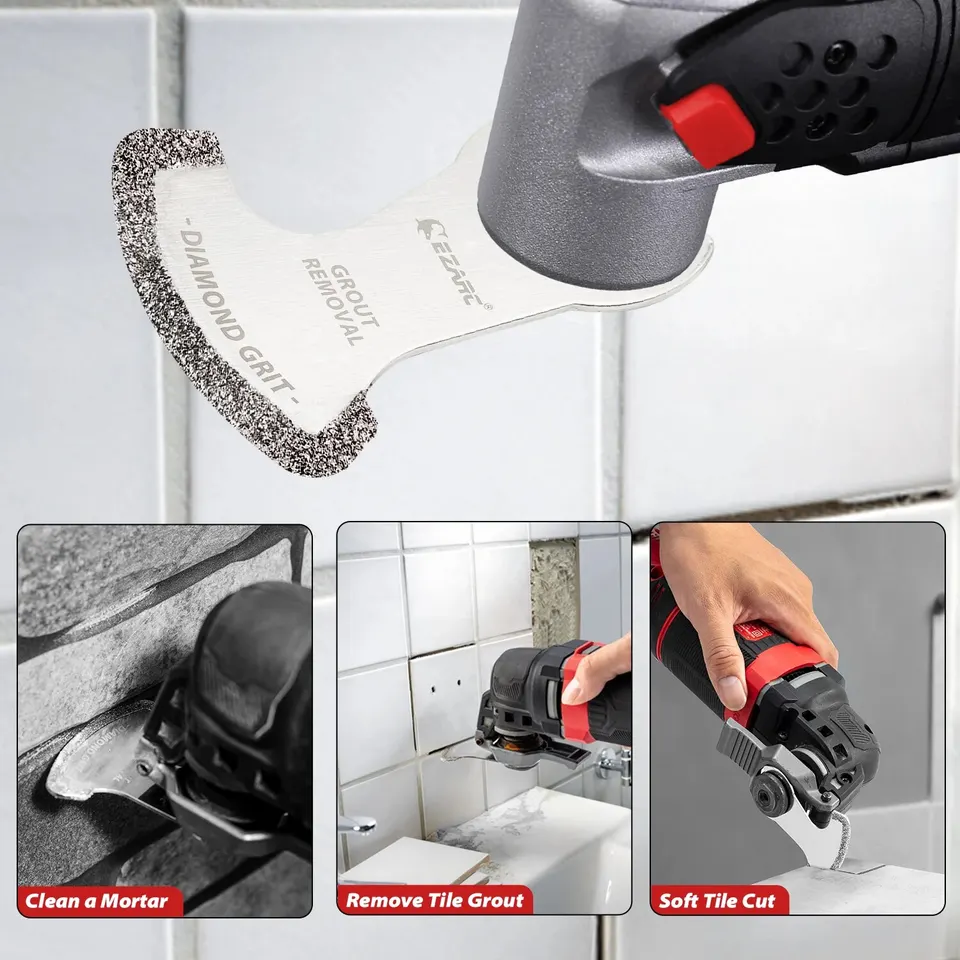 EZARC Diamond Oscillating Blades 3-Pack - Multi Tool Blades For Grout & Mortar Cutting