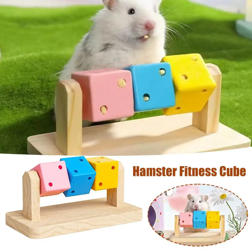 1 Stück Hamster-Kauspielzeug Holzplattform Zahnreinigungsspielzeug Intelligenztraining Bunter Holzblock für Kleintiere – Detail 9