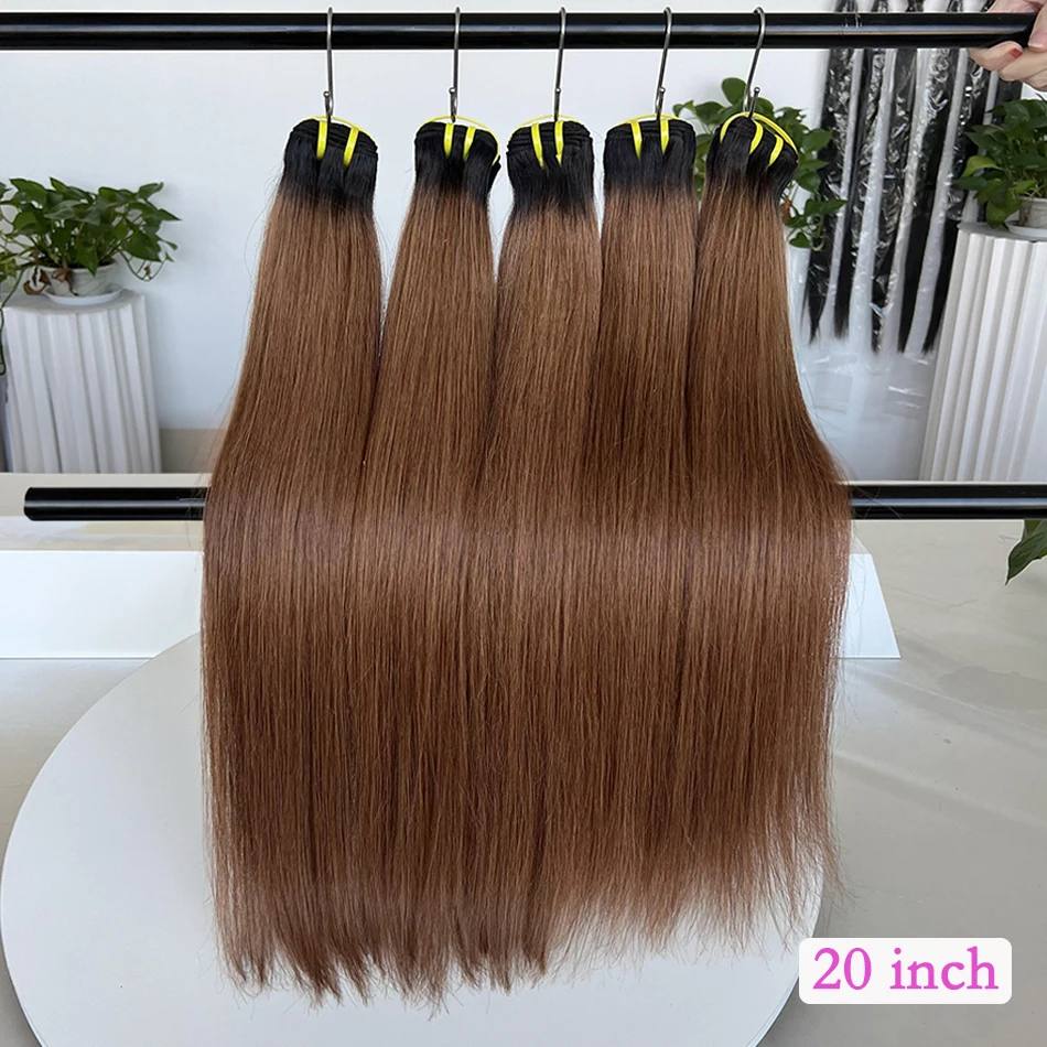 

Ombre Colored T1B/30 Bone Straight Human Hair Bundles 16-24 Inch 10A 100% Virgin Human Hair Extensions Weave For Women