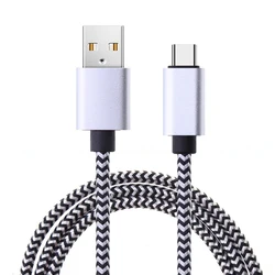 Premium Nylon Braided USB Type C Fast Charging Cable - 2.4A High - Speed Data Sync Cord (1m, 2m, 3m) for 3m (White)