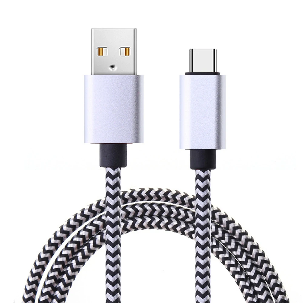 Câble USB Type C avec synchronisation de Date, charge rapide 2,4 a, pour téléphone portable Samsung Huawei Android, 1m 2m 3m, câble de chargeur en fil tressé en Nylon