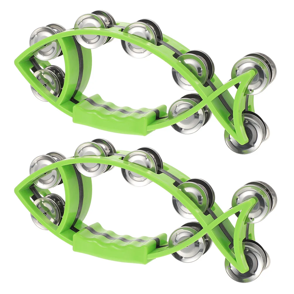 

2 Pcs Hand Bell Portable Bells Shaking Childrens Toys Jingle Music Instrument Small Fish Percussion Tambourine