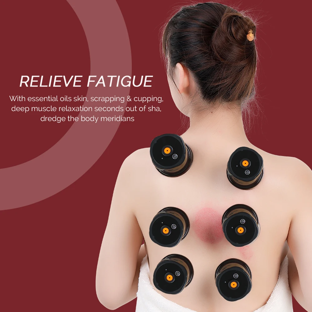 Electric Cupping Set Body Vacuum Cupping Scraping Heating Massage 12 Gears Adjustable Therapy Cupping Guasha Massage Tool