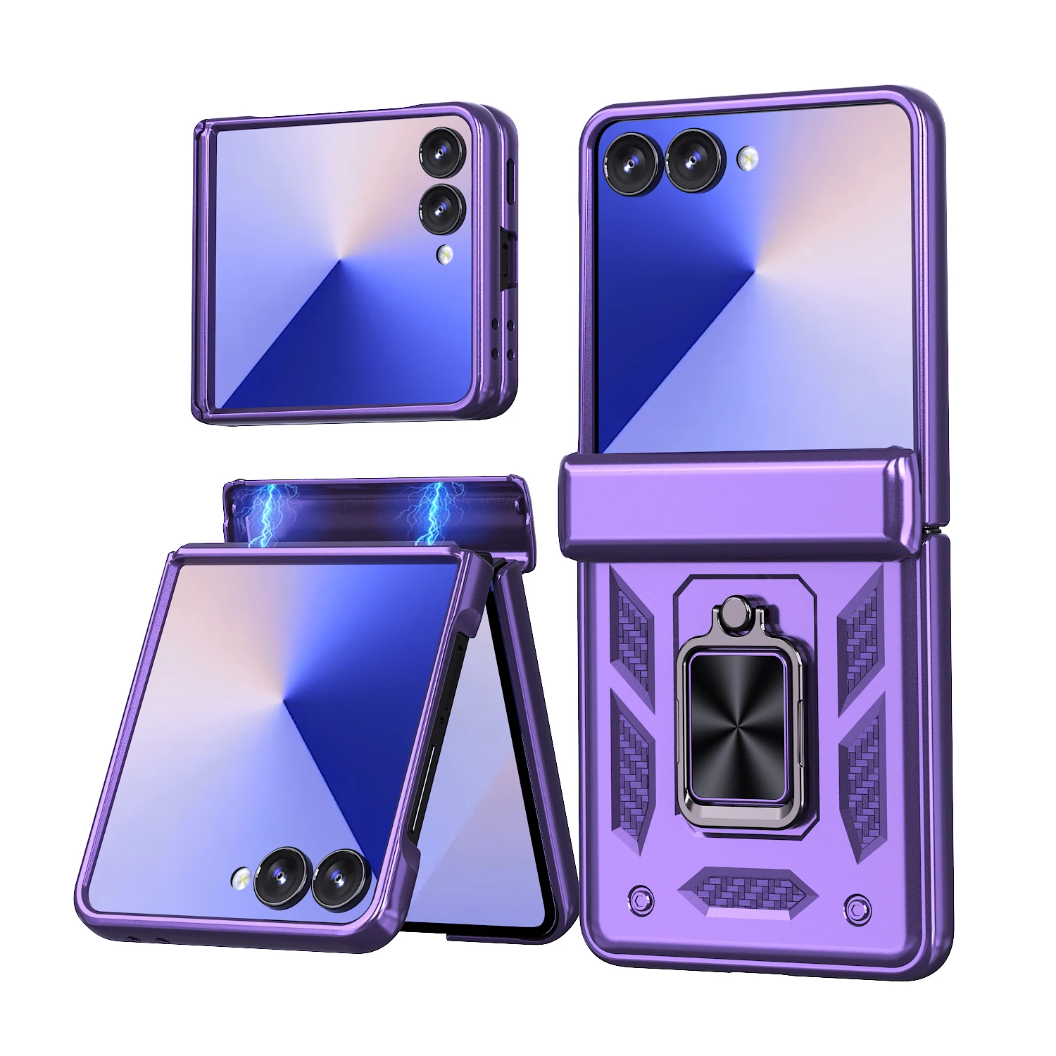 Shockproof Armor Ring Phone Case with Hinge Connection