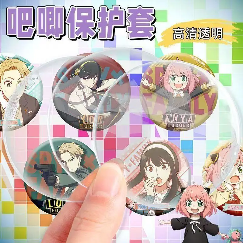 6개입 투명 원형 배지 보호 슬리브, 58mm & 75mm 이타백 장 스크래치 방지 및 낙하 방지 파우치