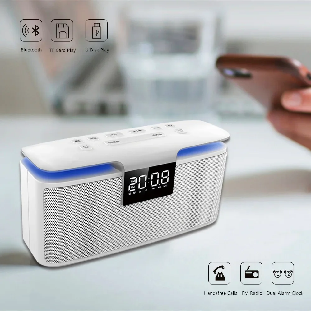 

Multifunctional Wireless Bluetooth Speaker Portable Waterproof Subwoofer Stereo Speaker Home FM Radio U Disk TF Card Clock Audio