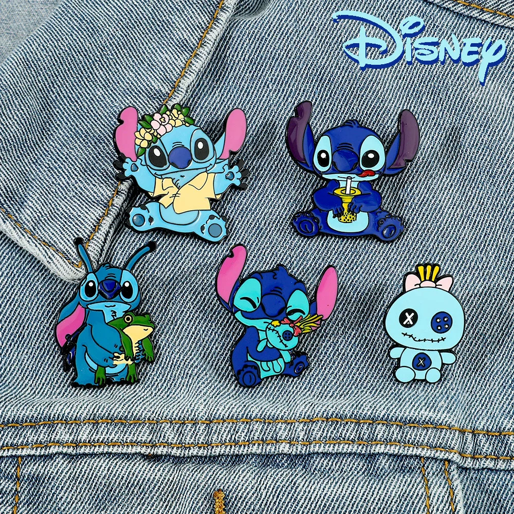 

Disney Stitch Cartoon Creative Brooch Lilo&Stitch Anime Metal Figures Lapel Pins Cute Kids Ornaments Accessories Toys and Gifts