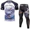 Rash Guard Jiu Jitsu T-shirts+Pants Sets Rashguard For Men Kickboxing Perspiration Gym Training MMA Boxing Kit Muay Thai T-shirt 5