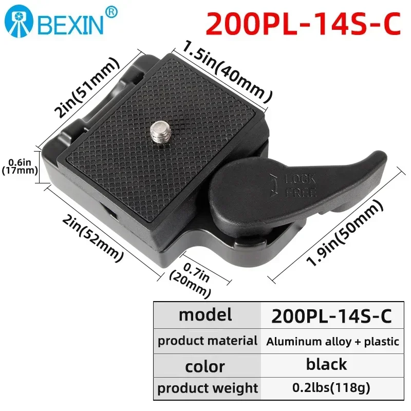 Adattatore Con Morsetto E Piastra Sgancio Rapido Per Treppiede Compatibile Manfrotto 200PL-14