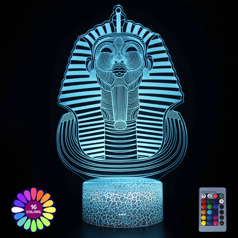 

Led Lamp Acrylic Engraving Pharaoh Statue Night Light USB Battery Powered Touch Remote Led Lights Color Changing Desk Lamp Gift