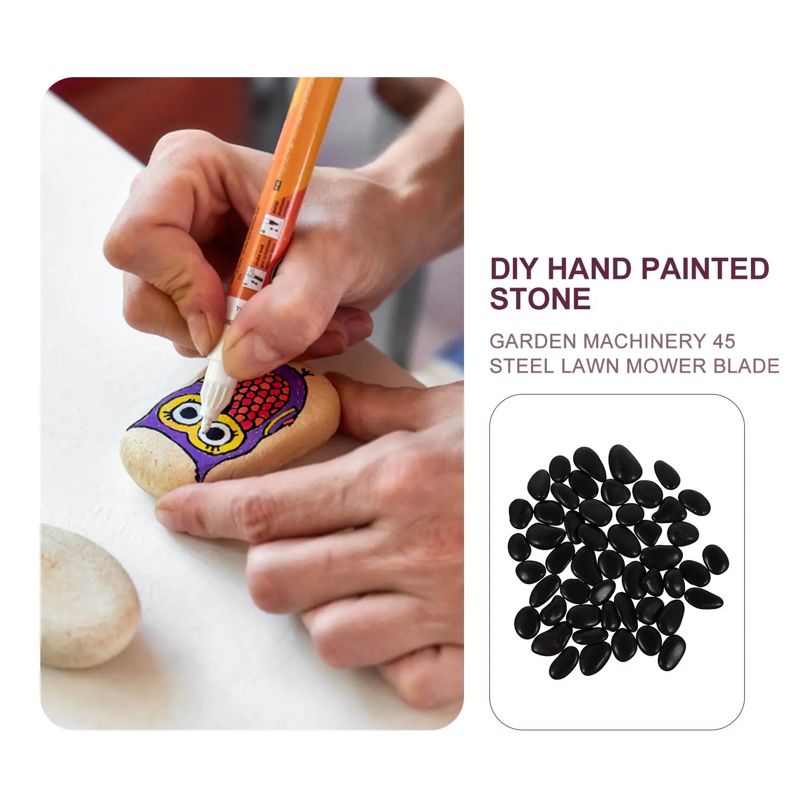 50Pcs DIY 페인팅 스톤 아트 공예 프로젝트를위한 부드러운 평평한 자갈 정원 물고기 탱크 장식 창조적 인 가족 활동 바위