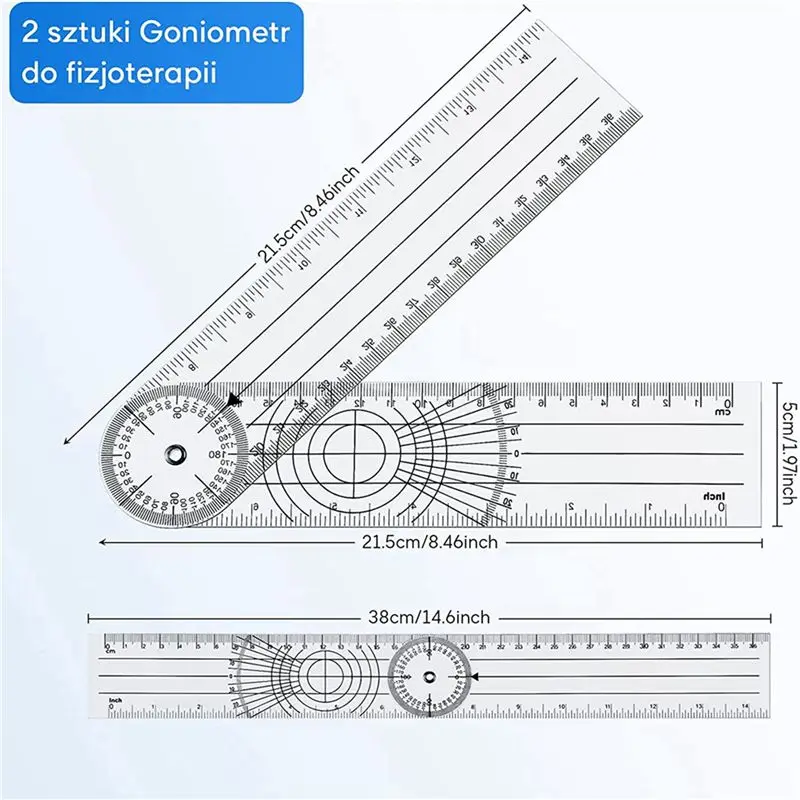 12개 조각 각도계 물리치료 360도 회전 각도기 물리치료용 PVC 물리치료, 스포츠 치료용-AT36