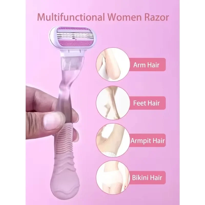 여성용 안전 면도날 얼굴/다리/겨드랑이/비키니 뷰티 제모 면도 호환 가능 비너스 면도기 1개 핸들 + 8개 면도날