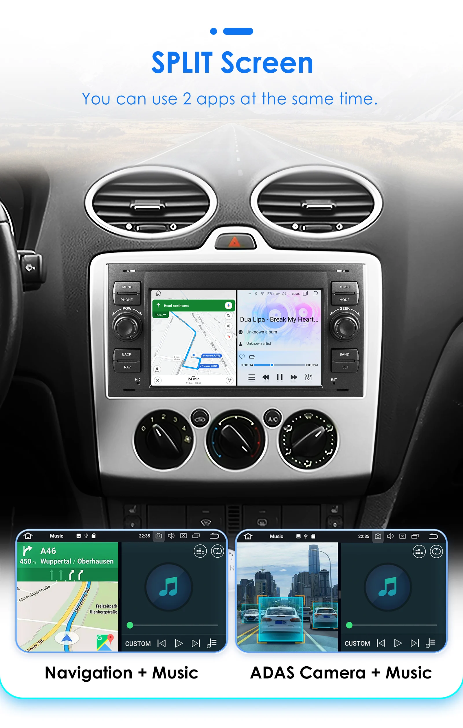 2DIN Android Autoradio für Ford Focus 2 Mondeo Fiesta S-max Galaxy Transit Fusion Connect Kuga Carplay Auto Multimedia Player GPS – Detail 37