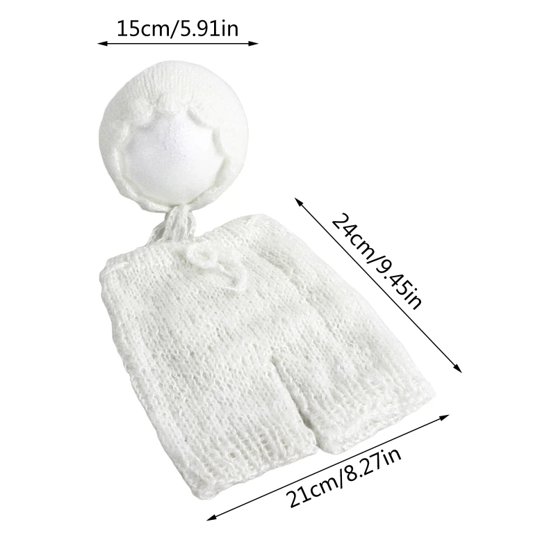 

M76C Baby Photography Props Newborns Photo Clothes Photography Costume Clothing Knitted Pants Hat Outfit for Toddlers