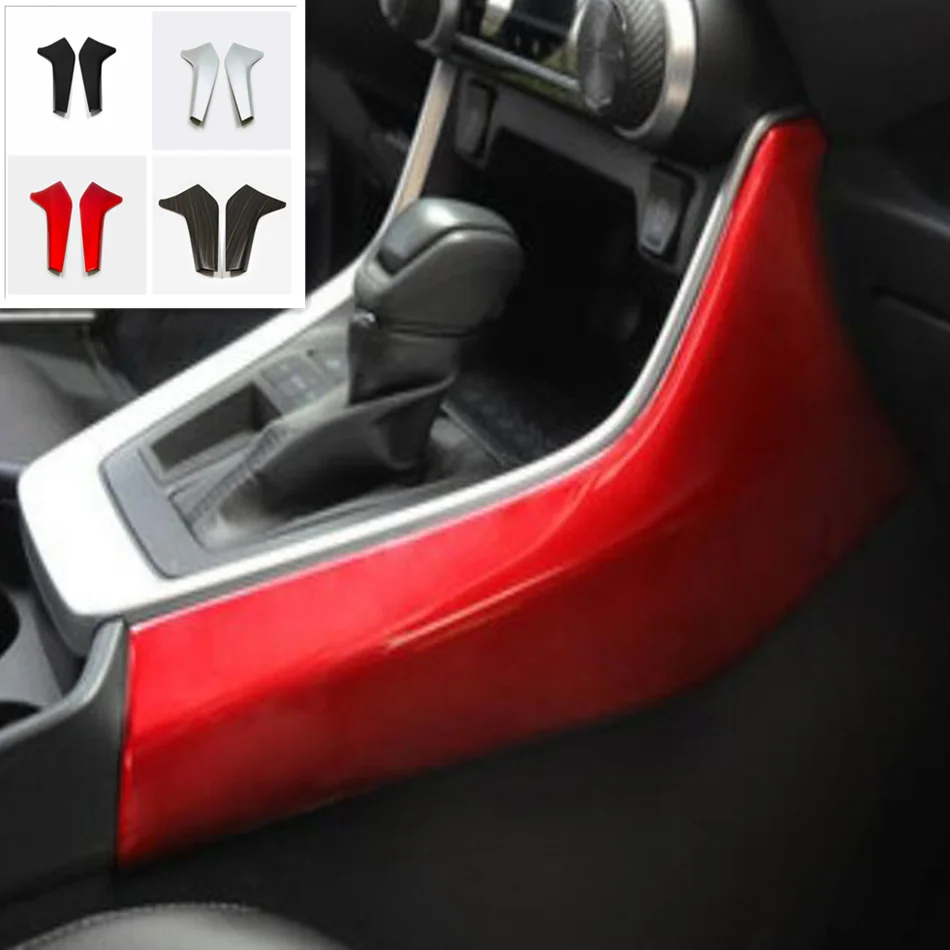 

For Toyota RAV4 2019 2020 2021 2022 Carbon Fiber Side Moulding Gear Shift Box Cover Trim Decoration Interior Car Accessories