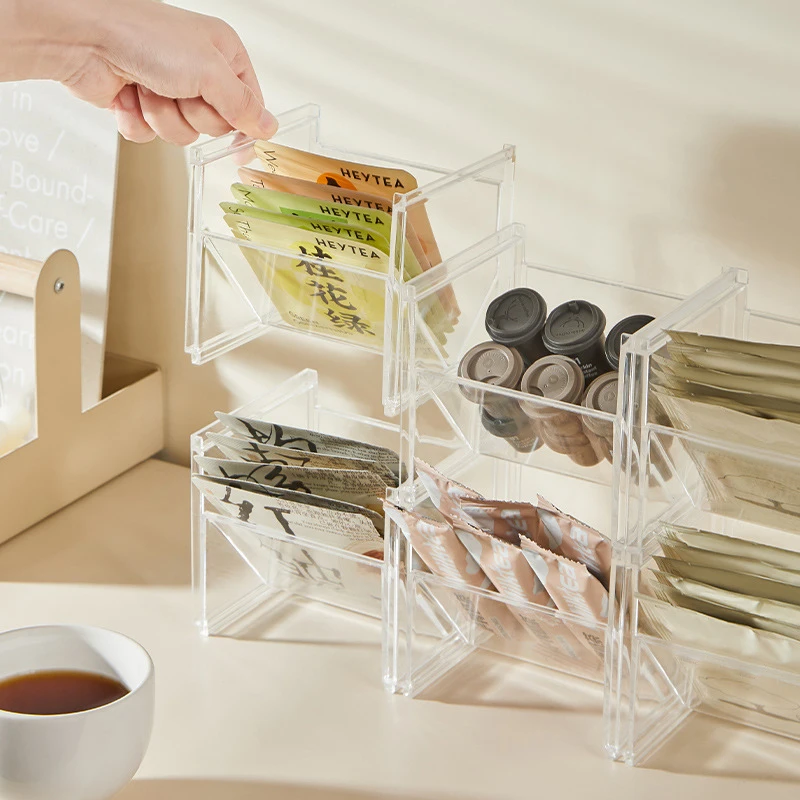 

1Pcs Stackable Tea Bags Coffee Storage Freezer Storage Box Desktop Organizer Jewelry Storages
