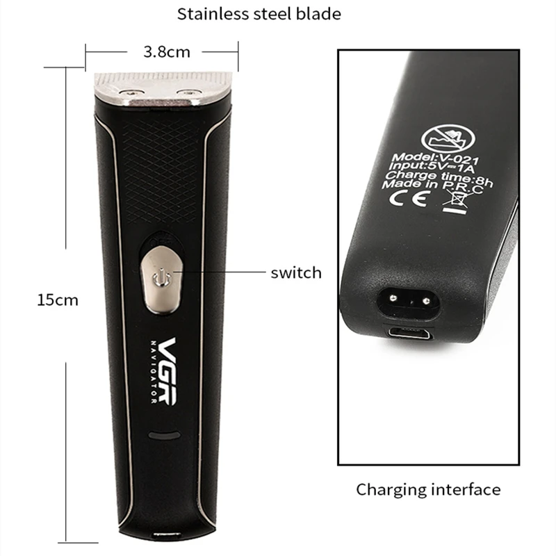 VGR 021 Hair Clipper Professional Personal Care Portable Barber Trimmer USB Rechargable Washable Barbershop Haircut VGR V021 4