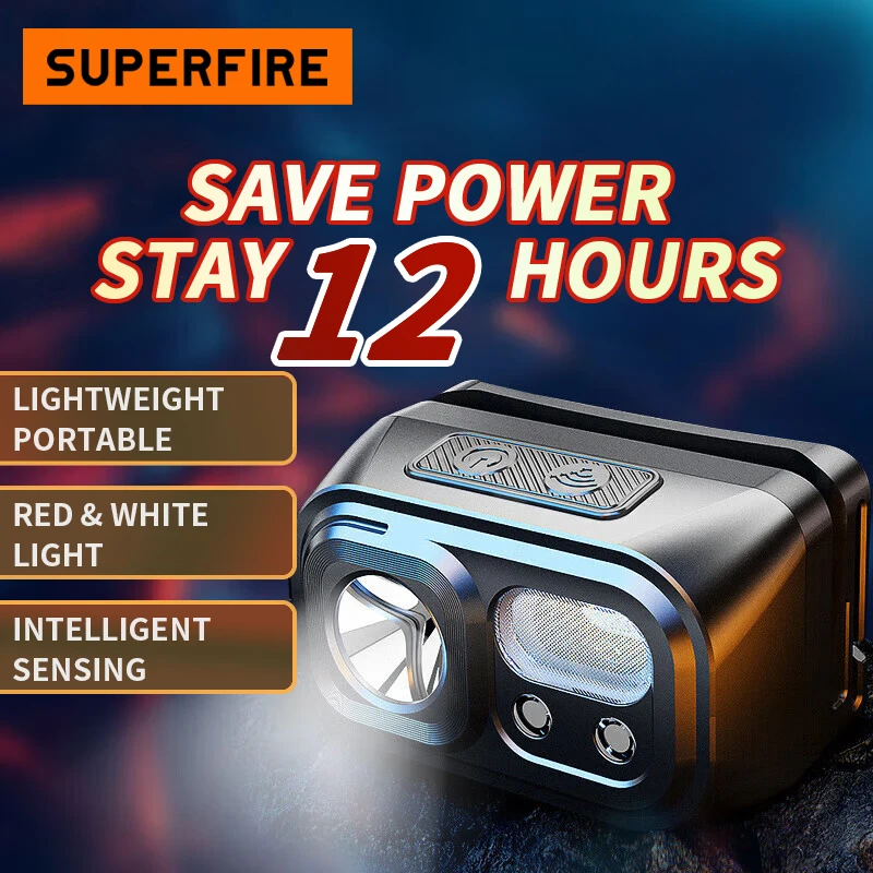 Mini LED Headlamp head flashlight cob headlamp Induction Head Flashlight COB Headlight Type-C Rechargeable Camping With Red/White Light