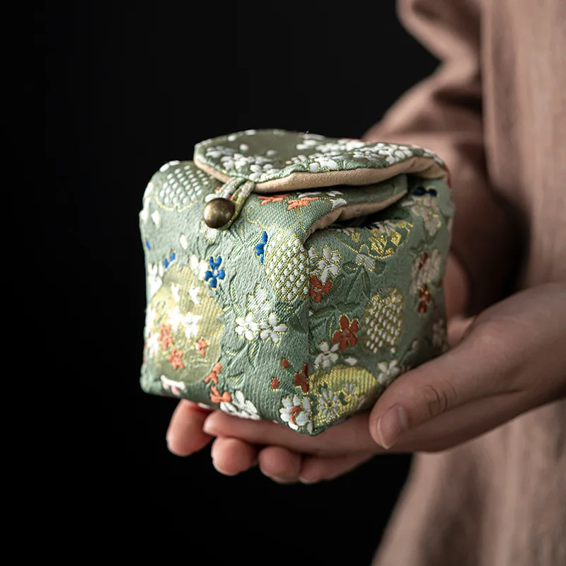 Tea Storage Bags Japanese Handmade Travel Teacup Protection Bag Portable Thickened Anti-Fall Cotton And Linen Tea Set Storage Bag Tea CoziesLC677