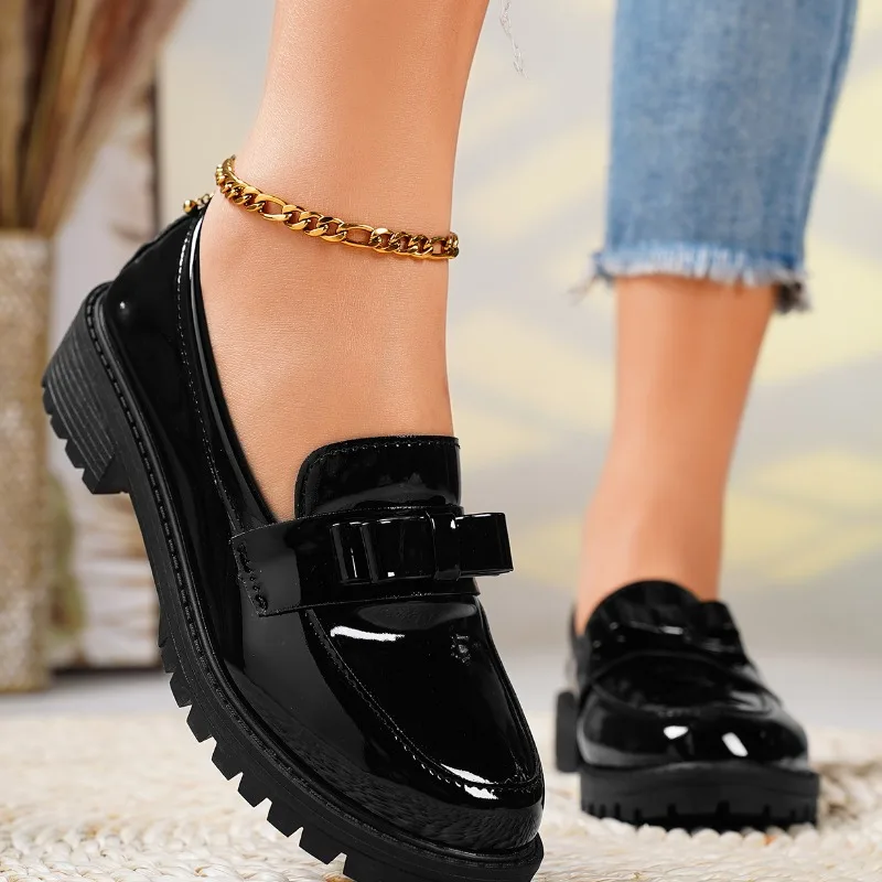 Mary Jane Shoes Summer Ladies Round Toe Retro Solid Color Daily Casual Shopping High Heels