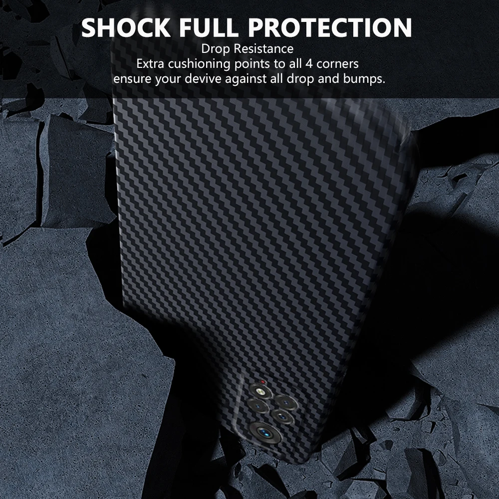 Carbon fiber Hard Case for Xiaomi Redmi Note 11 10 9 Pro Max 9S Ultra Thin Lens Protection Luxury Anti-Knock Texture Phone Cover 3