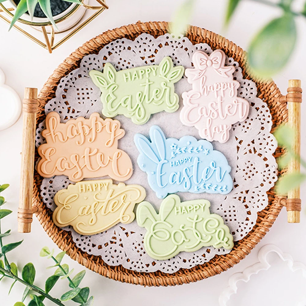 Happy Easter Cookie Molds Fondant Cutter DIY Baking Decorating Tools Kitchen Supplies
