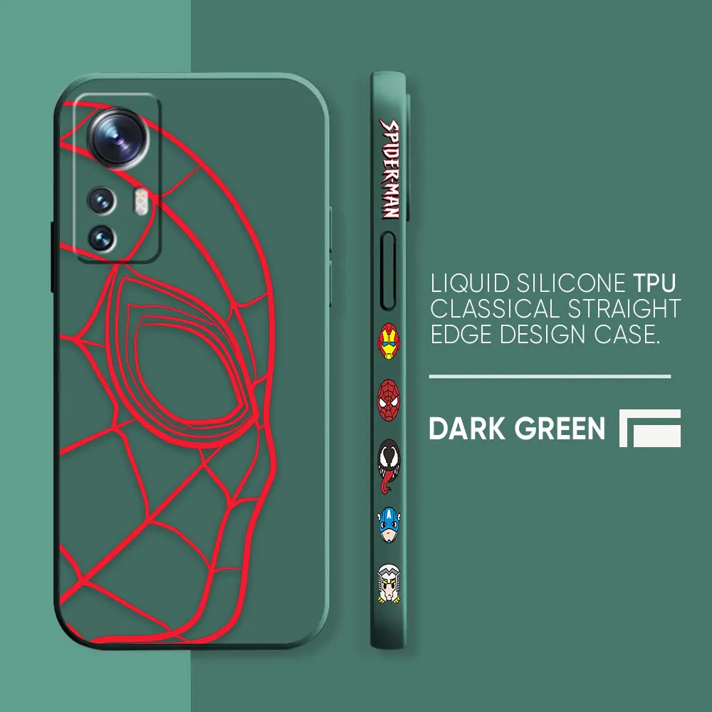 thumbnail image 1 of Case For Xiaomi 13 12 12S 11 11T 10 10S 9 9SE 8 8SE Pro Ultra Lite Colour Simple Liquid Silicone Case Marvel Spider-Man RED Line, 1 of 5