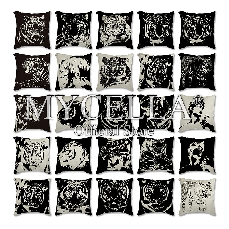 

Black Tiger Throw pillow cover Case Cushion Covers Home Chair cojines decorativos para sofá Car Office Party gift funda cojin