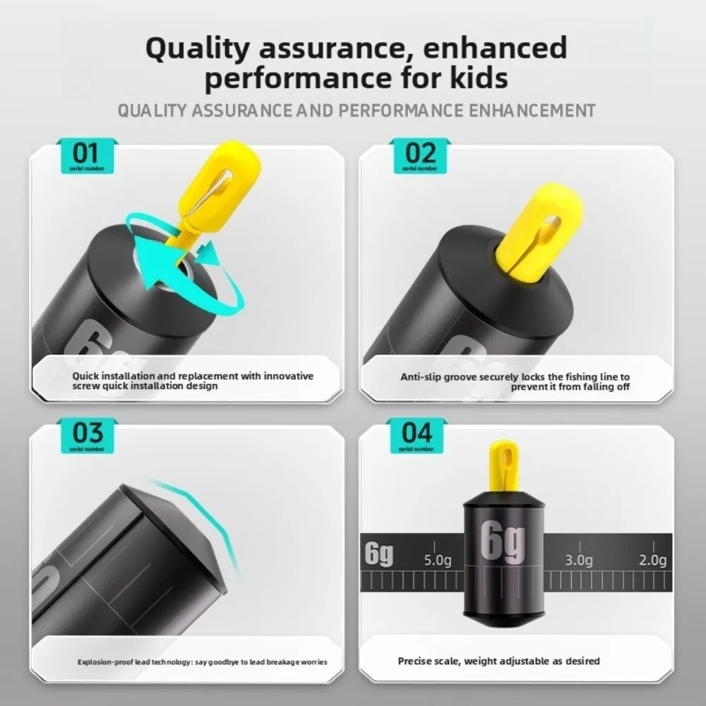 Compact Weight Fishing Weights Kit Cylindrical Design Scale Markings Fishing Tackle Water Drop Shape Cylindrical Scale