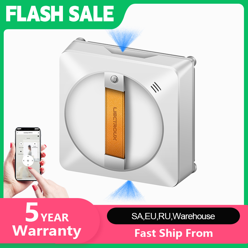 Robot Window Cleaner Liectroux YW710 Laser Sensor,Double Water Spray,Strong Vacuum,Home Wall Glass Cleaning Robot,App Control