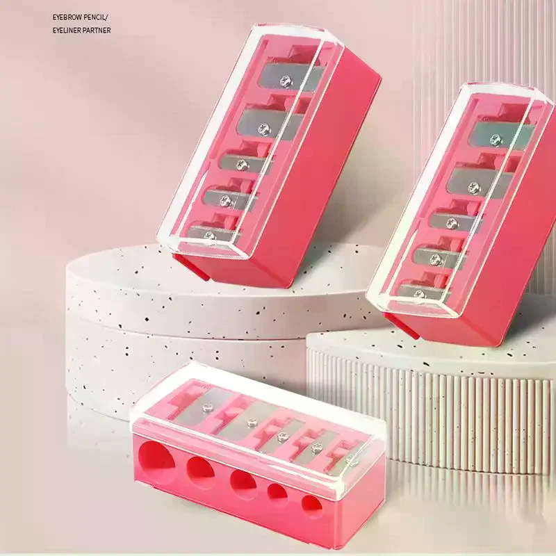 다기능 5홀 샤프너(커버 포함) 컴팩트 화장품 연필깎이(아이라이너, 립라이너, 데일리 메이크업용)