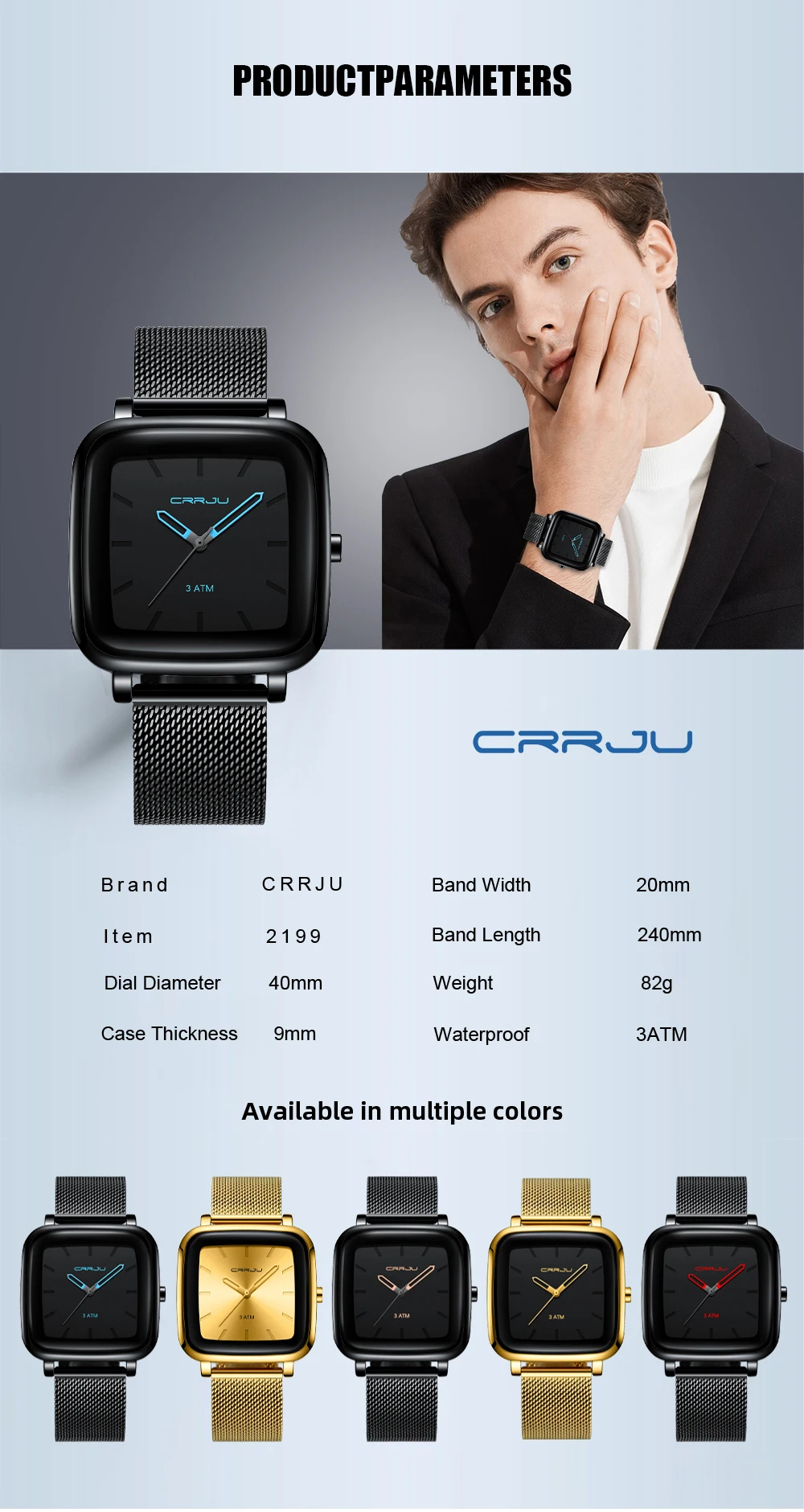 CRRJU 2022 Men Watch Top Luxury Brand Quartz Mens Watches Business Reloj Hombre Sport Wristwatch Man Relogio Masculino