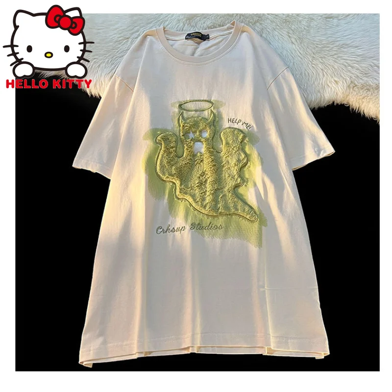 

Футболка женская в стиле хип-хоп, с вышивкой и коротким рукавом